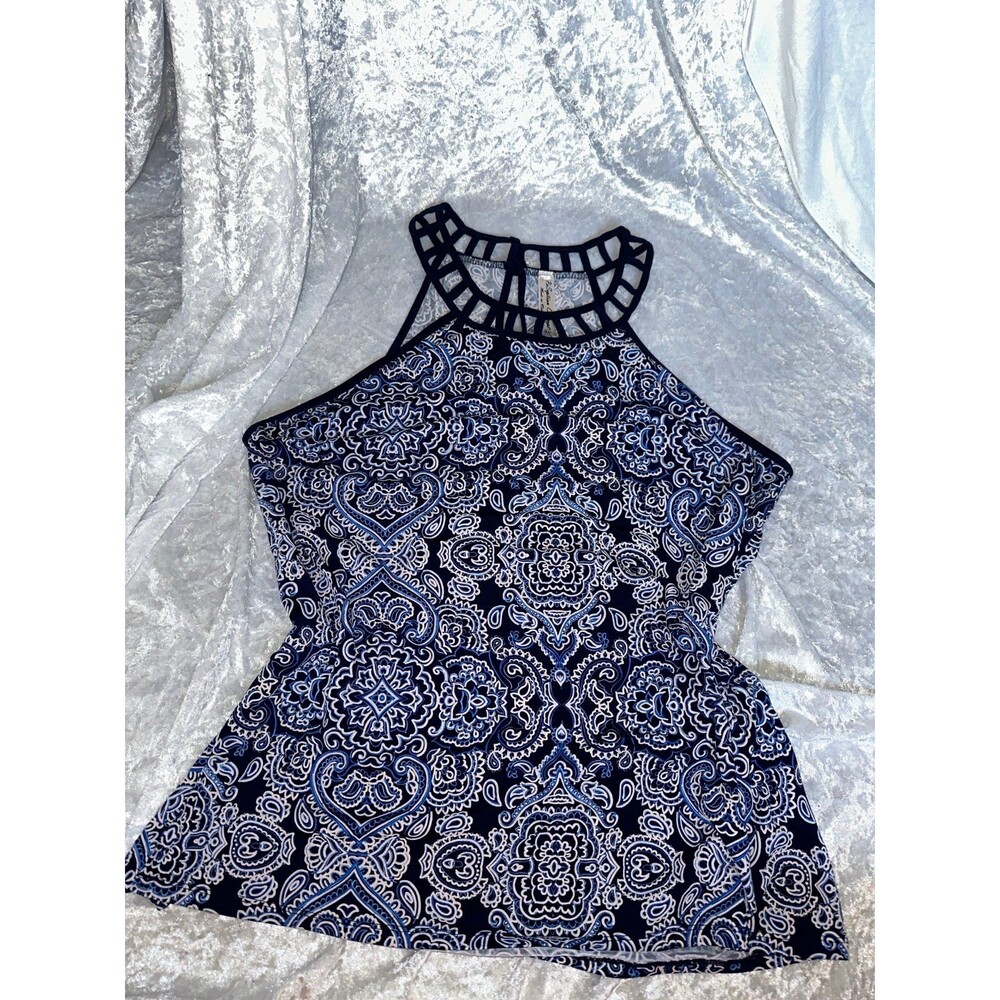 PerSeption Concept blue/white/black sleeveless top XL